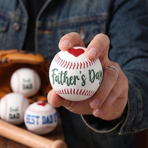 Custom Embroidered Baseball & Softball Gift for Dad, Personalized Sports Ball, Handmade Fathers Day Gift, Best Dad Ever Baseball