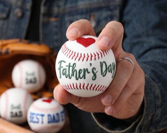 Custom Embroidered Baseball & Softball Gift for Dad, Personalized Sports Ball, Handmade Fathers Day Gift, Best Dad Ever Baseball
