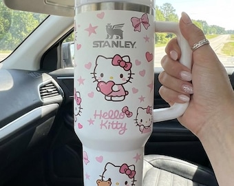 Tazza termica da 40 oz con gatto dei cartoni animati, regalo per amanti dei gatti, tazza da viaggio, uso quotidiano