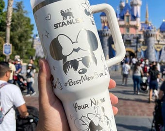 Custom Minnie Mouse 40oz Tumbler, Personalized Laser Engraved Cup