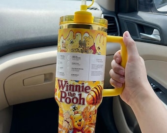 Winnie the Pooh 40oz Tumbler with Straw Charm,  Insulated Cup with Handle, NEW BOX