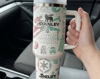 Bicchiere termico Star Wars da 40 oz con nome personalizzabile, regalo per fan, tazza da viaggio fantascientifica, tazza personalizzata