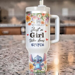 Vaso térmico Stitch de 1,2 litros (40 oz) personalizado con nombre, estilo Disney, taza de viaje con dibujos animados, regalo imagen 6