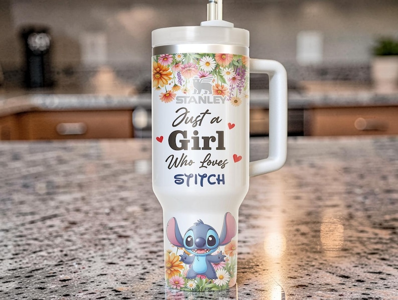 Vaso térmico Stitch de 1,2 litros (40 oz) personalizado con nombre, estilo Disney, taza de viaje con dibujos animados, regalo imagen 6