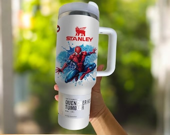 Custom Spider-man 40oz Tumbler, Spider Cup Gift, Superhero Handle Stainless Steel Tumbler