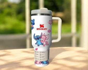 Bicchiere termico da 1,2 litri con coppia di alieni in stile cartone animato, regalo di San Valentino.