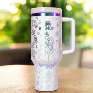 Frozen 40oz Tumbler Laser Engraved, Princess Anna Elsa Theme Stainless Steel Cup image 6