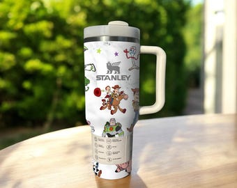 Bicchiere personalizzato Toy Story da 40 once con Woody Buzz e Jessie Pixar, personaggi dei cartoni animati