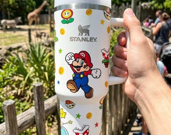 Personalized Super Game 40oz Tumbler With Lid and Straw Insulated Hot or Cold