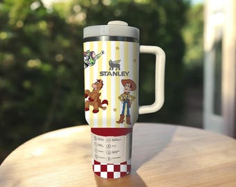 Bicchiere termico personalizzato Toy Story da 40 oz, con Woody, Buzz e Jessie, tazza termica Pixar.