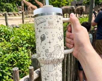 Engraved Beauty and the Beast Tumbler, Princess 40oz Hot Cold Cup