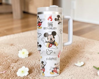 Personalized Mickey 40oz Tumbler Insulated Cup with Handle, Mouse Lover Mug