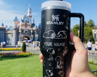 Personalized Cartoon Puppy Dog 40oz Tumbler Laser Engraved Gift for Her or Him
