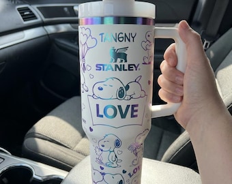 Gobelet Saint-Valentin chien 40 oz gravé au laser pour elle ou pour lui