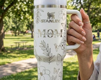 Vaso térmico Mama Flowers de 1,18 litros (40 oz) grabado con láser, regalo para mamá.