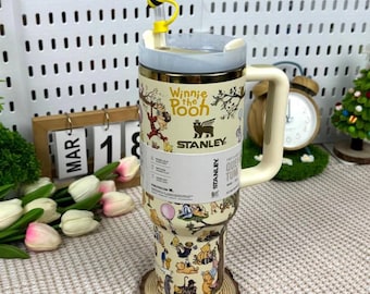 Bicchiere termico di Winnie the Pooh da 1,2 litri (40 oz), in metallo inciso, con scatola, regalo per gli amanti di Pooh.