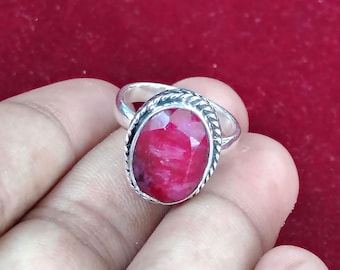 Bague rubis rose : bijoux bohèmes faits main en argent sterling 925