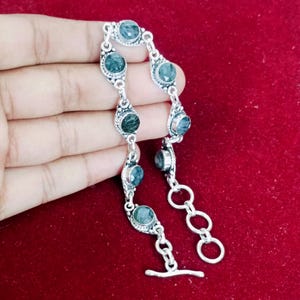 Moosachat Armband: 925 Sterling Silber, Handgemachter zierlicher Schmuck