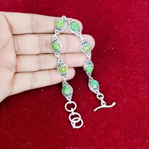 Green Copper Turquoise Bracelet, Handmade Bracelet, Turquoise Jewelry, 925 Solid Silver Bracelet December Birthstone, Adjustable Bracelet