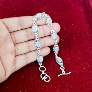Natural Moonstone Bracelets, 925 Silver Bracelet, Adjustable Bracelet, Gemstone Bracelet, Handmade Silver Bracelet, Women Bracelet Jewelry