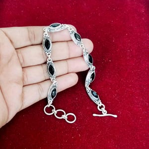 Black Onyx Bracelet, 925 Silver Bracelet, Natural Bracelets, Adjustable Bracelet, Handmade Jewelry, Gemstone Bracelet, Silver Bracelet Women