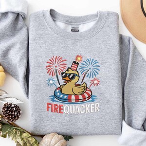 Firequacker Duck Embroidery Design, Patriotic Float Duck 4th of July Fireworks USA Theme
