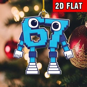 67 Brain Rot Ornament,  Meme Figurine, Unique Gift for Gamers & Streamers, 2D Ornament, Christmas Ornament 2D Flat Ornament