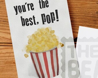 Father’s Day Card for Dad, Grandpa, or Pop – “You’re the Best Pop!” Printable Popcorn Card | Funny Birthday Card for Him | Digital Download