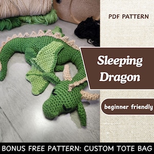 Sleeping Plesiosaur Dragon Crochet Pattern, Amigurumi Crochet Pattern, Dragon Crochet Pattern, Adorable Dragon Crochet Pattern (Bonus PDF)