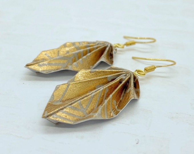 Origami Leaf Earrings // Gold Branches Etsy