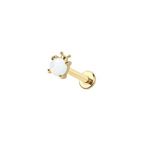 Opal Ladybug Threadless Labret – 316L Surgical Steel Push-In Flat Back Stud – Cute Cartilage, Helix, Tragus, Conch
