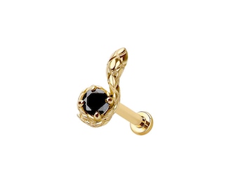 Micro Snake Threadless Labret Ohrstecker - 316L Chirurgenstahl Push-In Flat Back Stud - Knorpel, Helix, Tragus - Halloween Schmuck