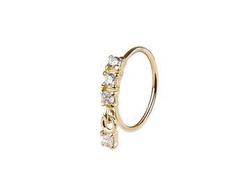 14K Dangle Nose Ring – 14 Karat Gold – Cute Nose Hoop - Gold Dainty Nose Piercing Jewelry - Helix Piercing - Gold Nose Piercing Ring