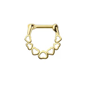 Heart Cluster Septum Ring – Hinged Clicker in 316L Surgical Steel – Dainty Nose Piercing Jewelry - Septum/Daith/Conch- Septum Hoop