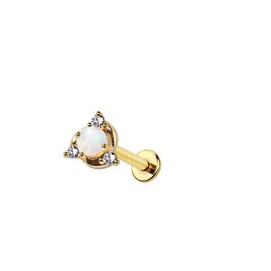Opal Star Threadless Labret – 316L Surgical Steel Push-In Flat Back Stud – Cute Cartilage, Helix, Tragus, Conch