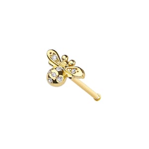 Bumble Bee Nose Bone Stud  – 316L Surgical Steel - Dainty Bee Nose Stud - Nose Piercing Jewelry - Helix Piercing - Nose Piercing Ring