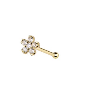 14K Micro Flower Nose Bone – 14 Karat Gold – Daisy Nose Stud - Gold Dainty Nose Piercing Jewelry - Helix Piercing - Gold Nose Piercing Ring