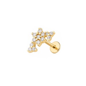 Micro Flower Cluster Threadless Labret – 316L Surgical Steel Push-In Flat Back Stud – Dainty Cartilage, Helix, Tragus, Lip Piercing Jewelry