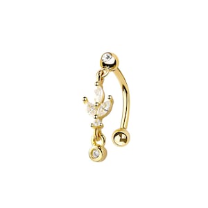 Marquise Curved Barbell - Rook Earring - Eyebrow Ring - Daith Earring - Dangle Cartilage Earring - Rook, Tragus Piercing - 16GA