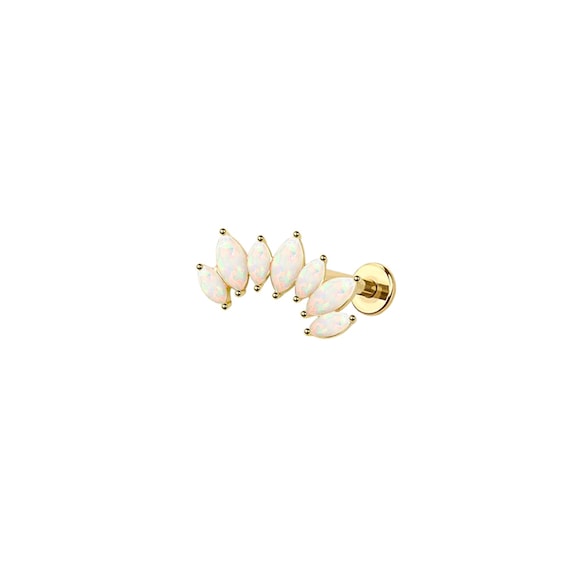 Micro Marquise Opal Labret Earring– 316L Surgical Steel – Dainty Cartilage, Helix, Tragus - Internally Threaded