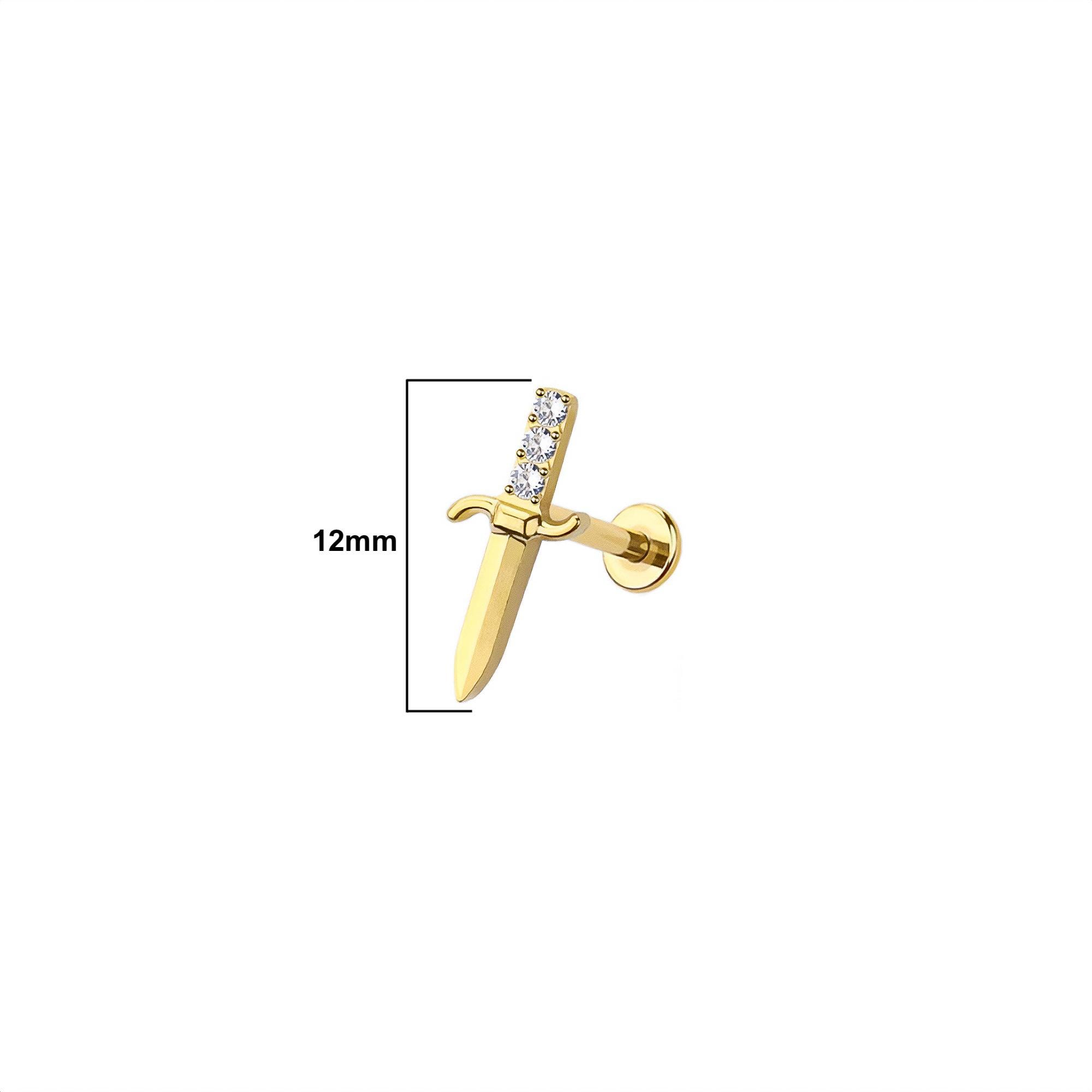 Micro Dagger Threadless Labret Earring– Titanium Implant Grade