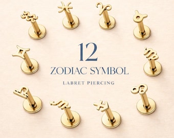 Microsterrenbeeldhoroscoop labret-oorbel – 316L chirurgisch staal – sierlijk kraakbeen, helix, tragus – met interne schroefdraad – 16GA