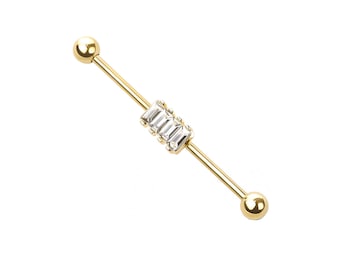 Baguette Industrial Barbell - Industrie Schmuck- Industrial Piercing Gerüst Schmuck - Industrial Ohrring - Straight Barbell - 14GA