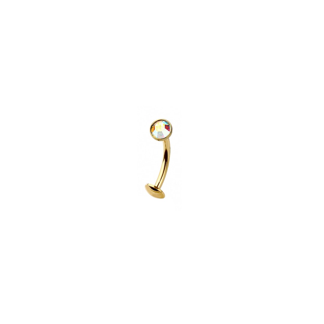 Minimalist Iridescent Belly Button Ring - Floating Belly Ring - CZ ...