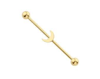 Crescent Moon Industrial Barbell - Industrie Schmuck- Industrial Piercing Gerüst Schmuck- Industrial Ohrring - Straight Barbell - 14GA