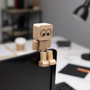 Marioneta de pierna temblorosa de madera de haya hecha a mano / Divertido adorno de escritorio, regalo de broma