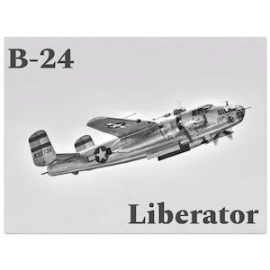 B-24 Liberator Poster – WWII Bomber Plane Wall Art, Aviation Decor, Pilot Gift, Warbird Artwork, Vintage Military Aircraft Print