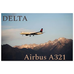 Delta Airbus A321 Poster – Airplane Wall Art Print, Aviation Decor, Pilot Gift, Plane Lovers Artwork, Travel Wall Art, Commercial Jet Print