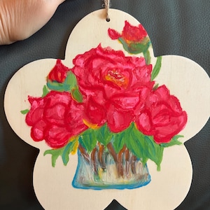 Handgemalte Pfingstrose, Home Decor