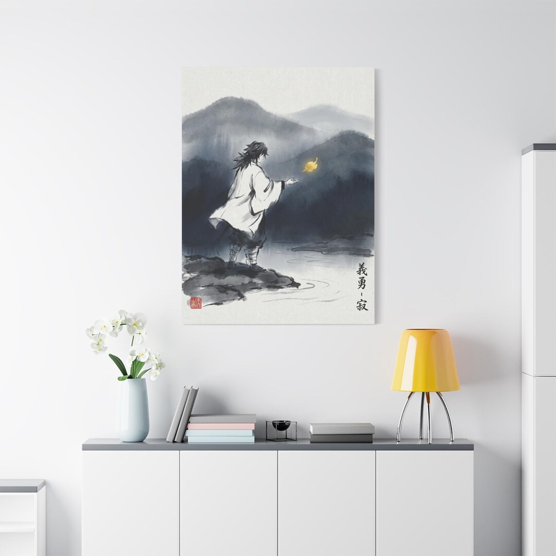Giyu Tomioka Water Hashira Zen Ink Canvas | Demon Slayer Japanese Sumi ...